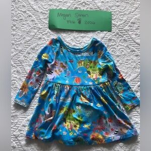 3-6 month Little Sleepies Bamboo Around the World Twirl Dress with Bodysuit